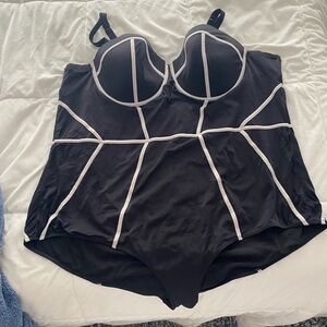 Torrid Retro Black One Piece Swimsuit with White Accents